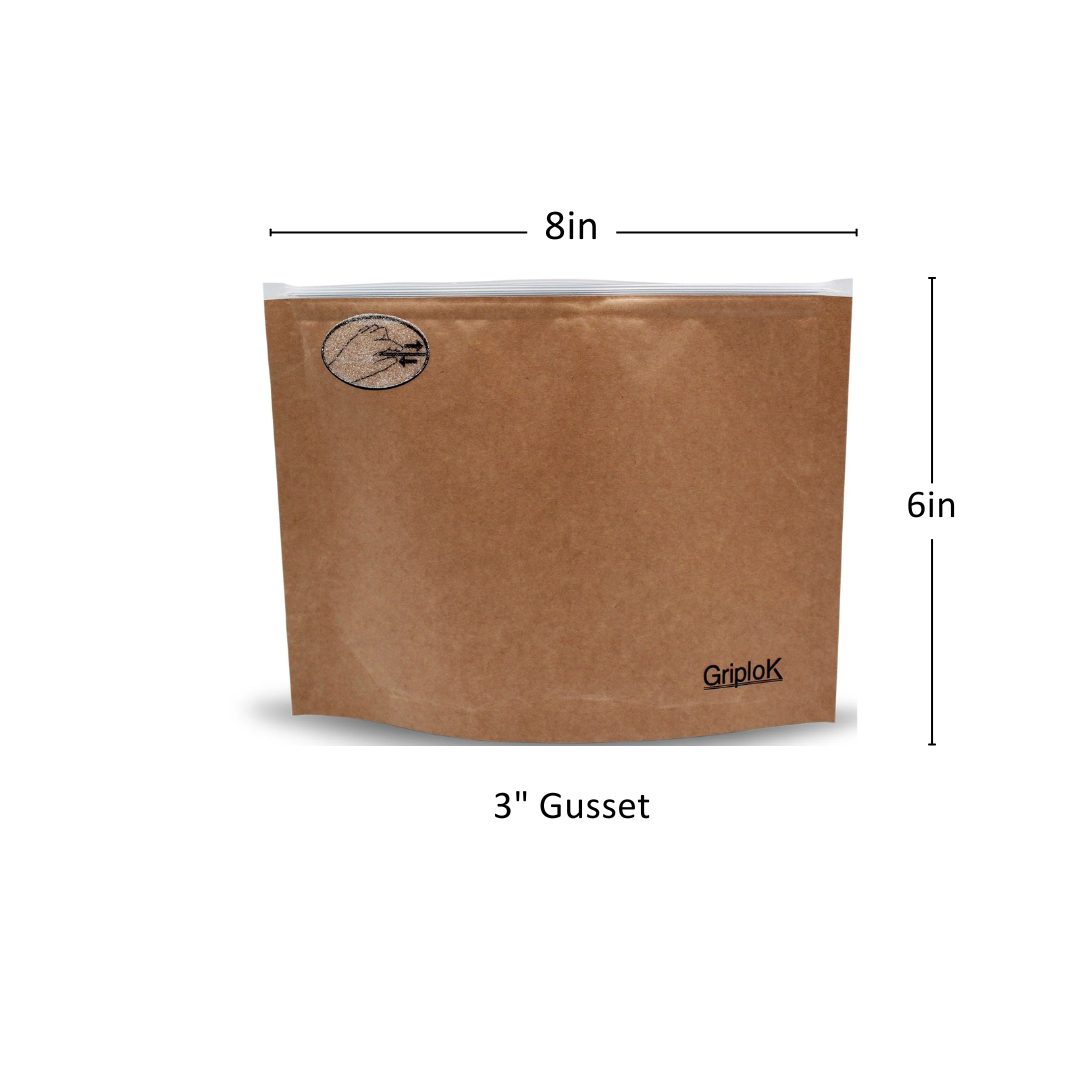 14g Kraft Exit Bags - 800 Count ($0.45/Unit) | 8"x6"x3" - Child Resistant