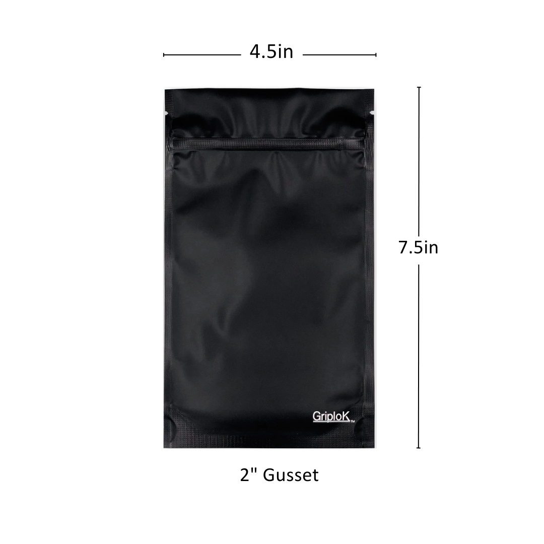 14g Matte Black Bags - 1900 Count ($0.34/unit) | 4.5"x7.5"x2" - Child Resistant