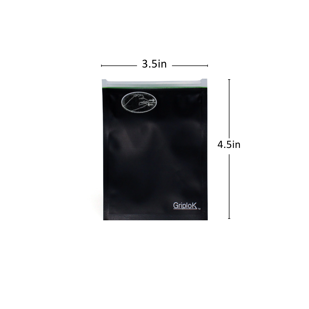 1g Matte Black/Lime Mylar Bags - 1500 Count ($0.20/unit) | 3.5"x4.5" - Child Resistant