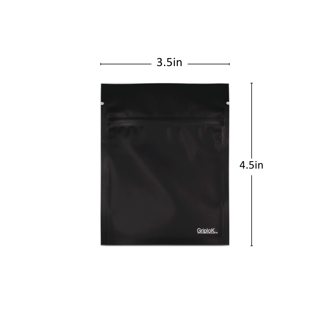 1g Matte Black Bottom Load Bags - 3500 Count ($0.19/unit) | 3.5"x4.5" - Child Resistant
