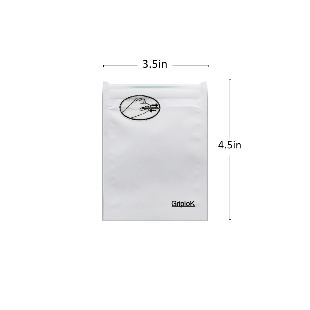 1g Matte White Mylar Bags - 1500 Count ($0.20/unit) | 3.5"x4.5" - Child Resistant