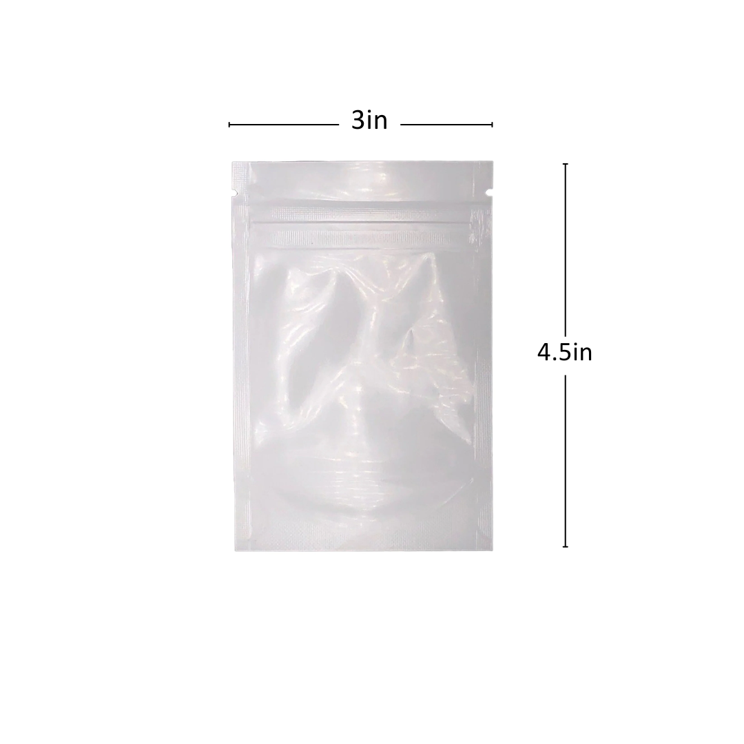 1g White/Clear Mylar Bags - 4000 Count ($0.1/unit) | 3"x4.5"