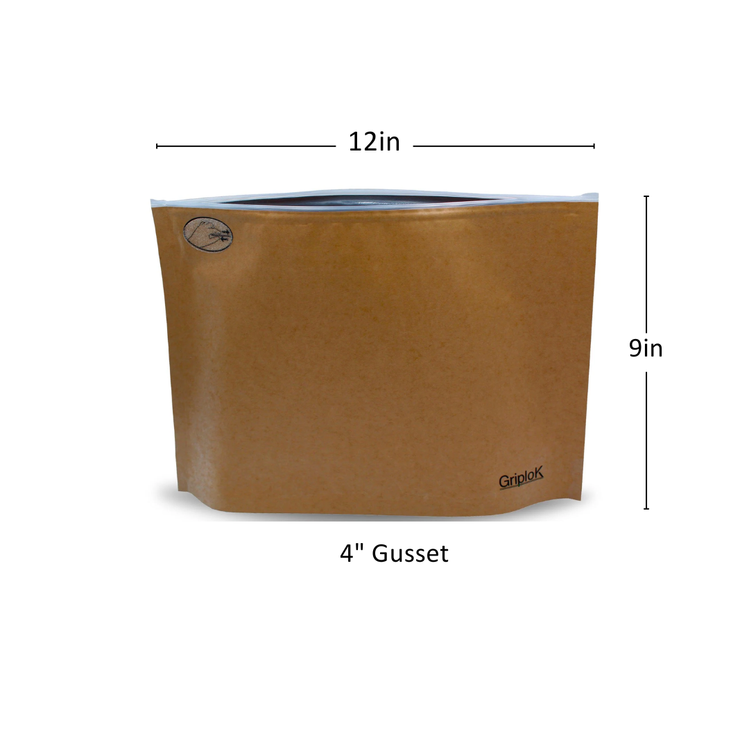 28g Kraft Exit Bags - 500 Count ($0.54/Unit) | 12"x9"x4" - Child Resistant
