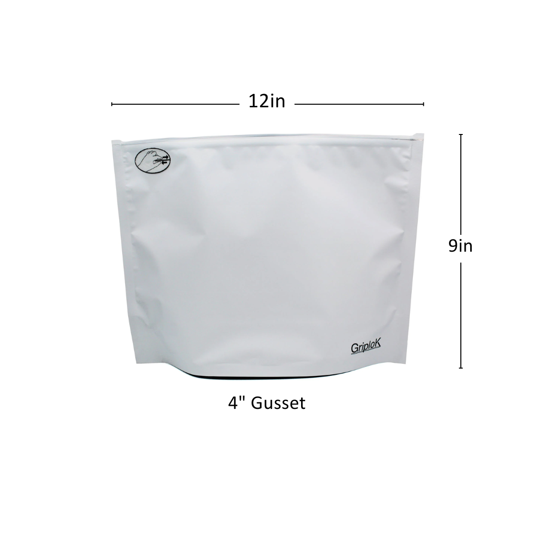 28g Matte White Exit Bags - 500 Count ($0.54/Unit) | 12"x9"x4" - Child Resistant