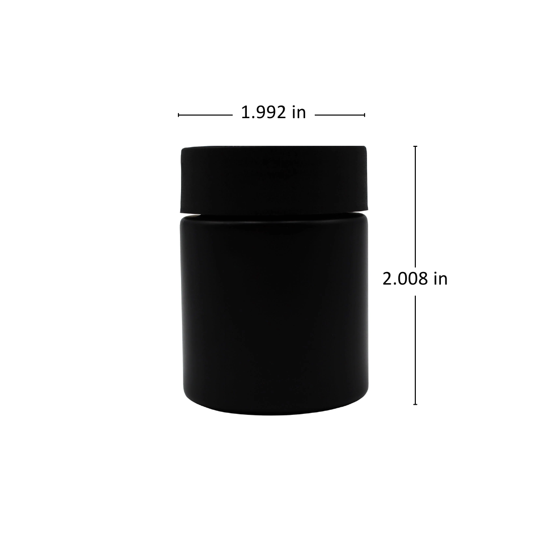 2oz Black Glass Straight-Wall Jar with Child-Resistant Lid - 144 Count ($0.71/Unit)