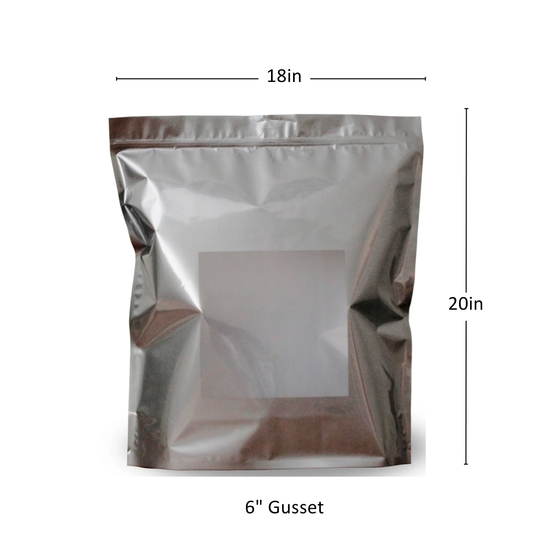 3lb Silver Grower Storage Bags with Window - 250 Count ($1.56/Unit)