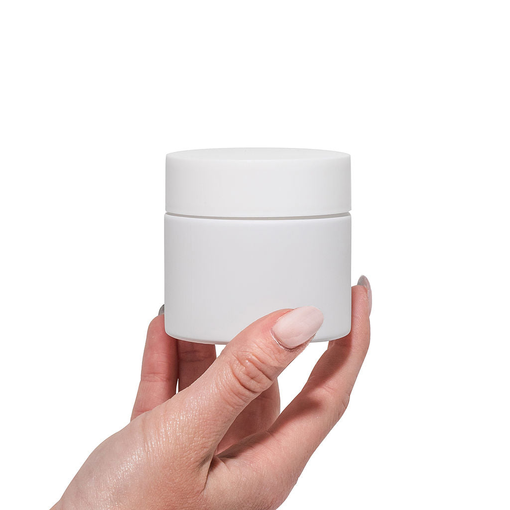 3oz White Glass Straight-Wall Wide-Mouth Jar with Child-Resistant Lid - 105 Count ($0.85/Unit)