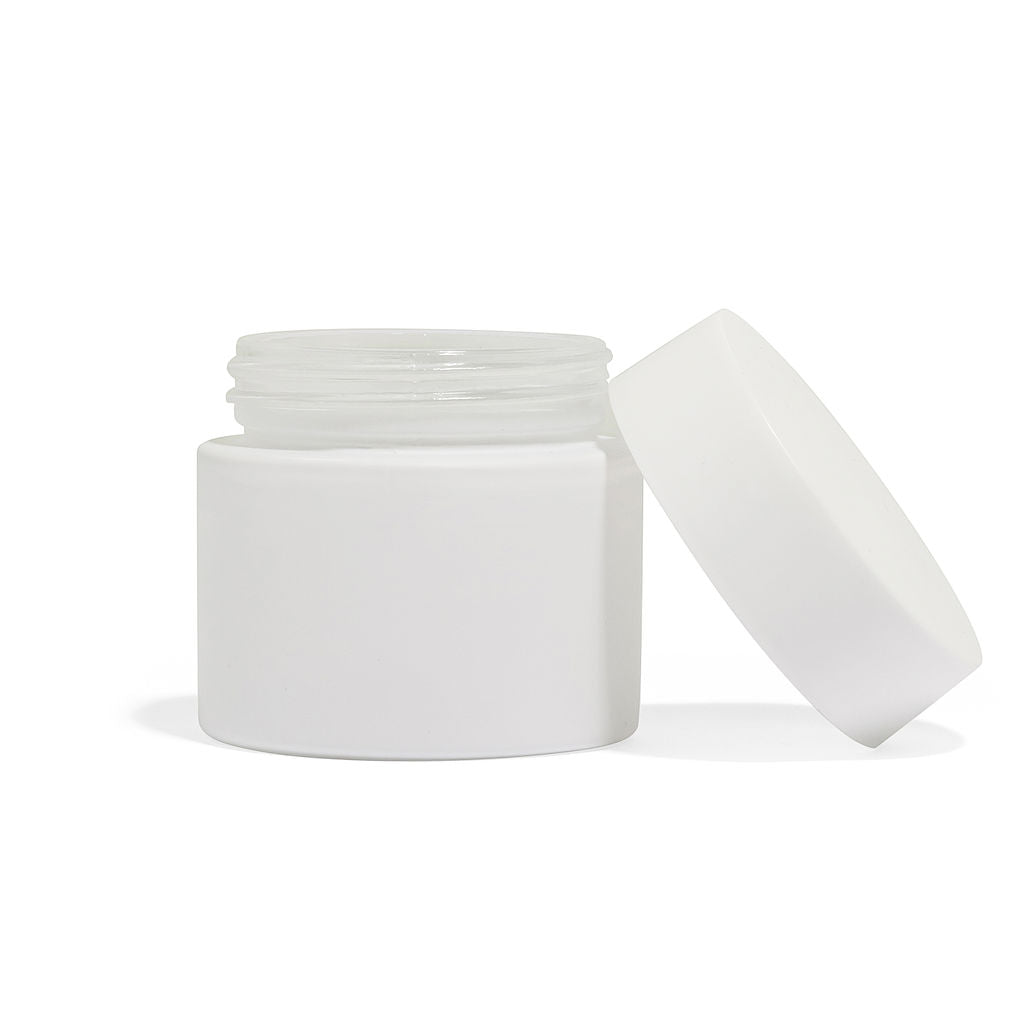 3oz White Glass Straight-Wall Wide-Mouth Jar with Child-Resistant Lid - 105 Count ($0.85/Unit)