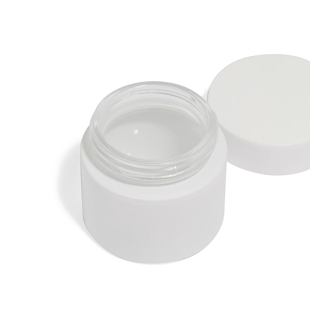 3oz White Glass Straight-Wall Wide-Mouth Jar with Child-Resistant Lid - 105 Count ($0.85/Unit)