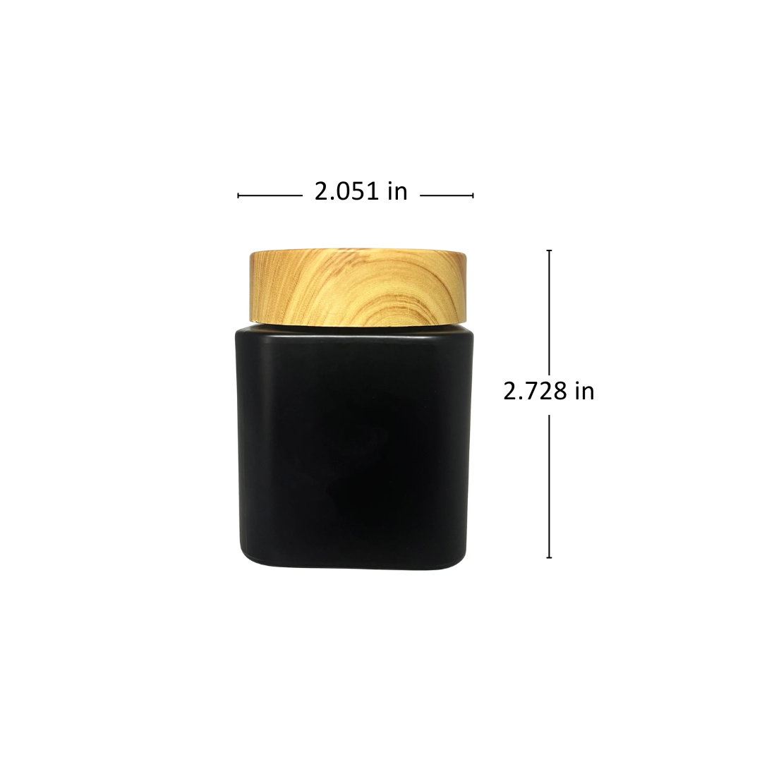 4oz Square Matte Black Straight Sided Glass Jar Only - 70 Count ($0.85/Unit)