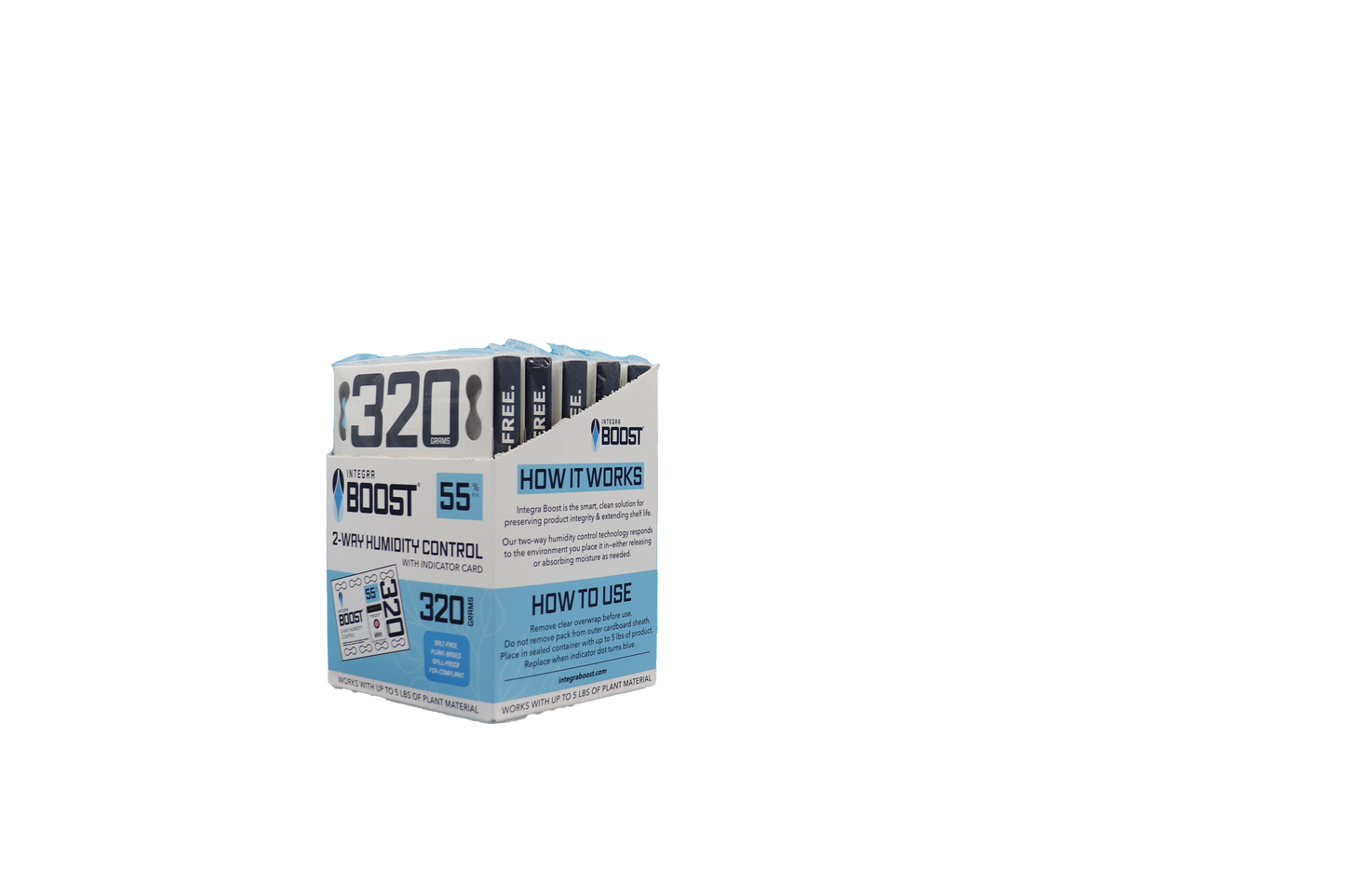 320g RETAIL Integra Humidity Control 55% RH, Individually Overwrapped, w/ HIC, 5 packs per display, 8 displays per master case - 40 Count ($8.40/Unit)