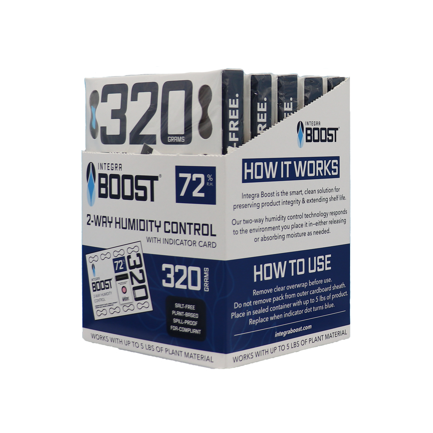 320g RETAIL Integra Humidity Control 72% RH, Individually Overwrapped, w/ HIC, 5 packs per display, 8 displays per master case - 40 Count ($8.40/Unit)