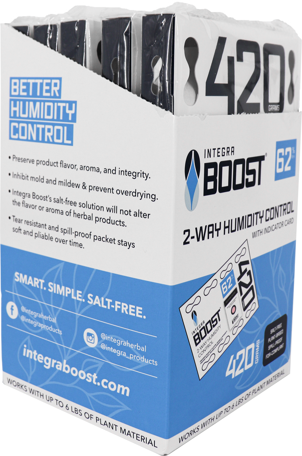 420g RETAIL Integra Humidity Control 62% RH, Individually Overwrapped, w/ HIC, 5 packs per display, 8 displays per master case - 40 Count ($10.78/Unit)
