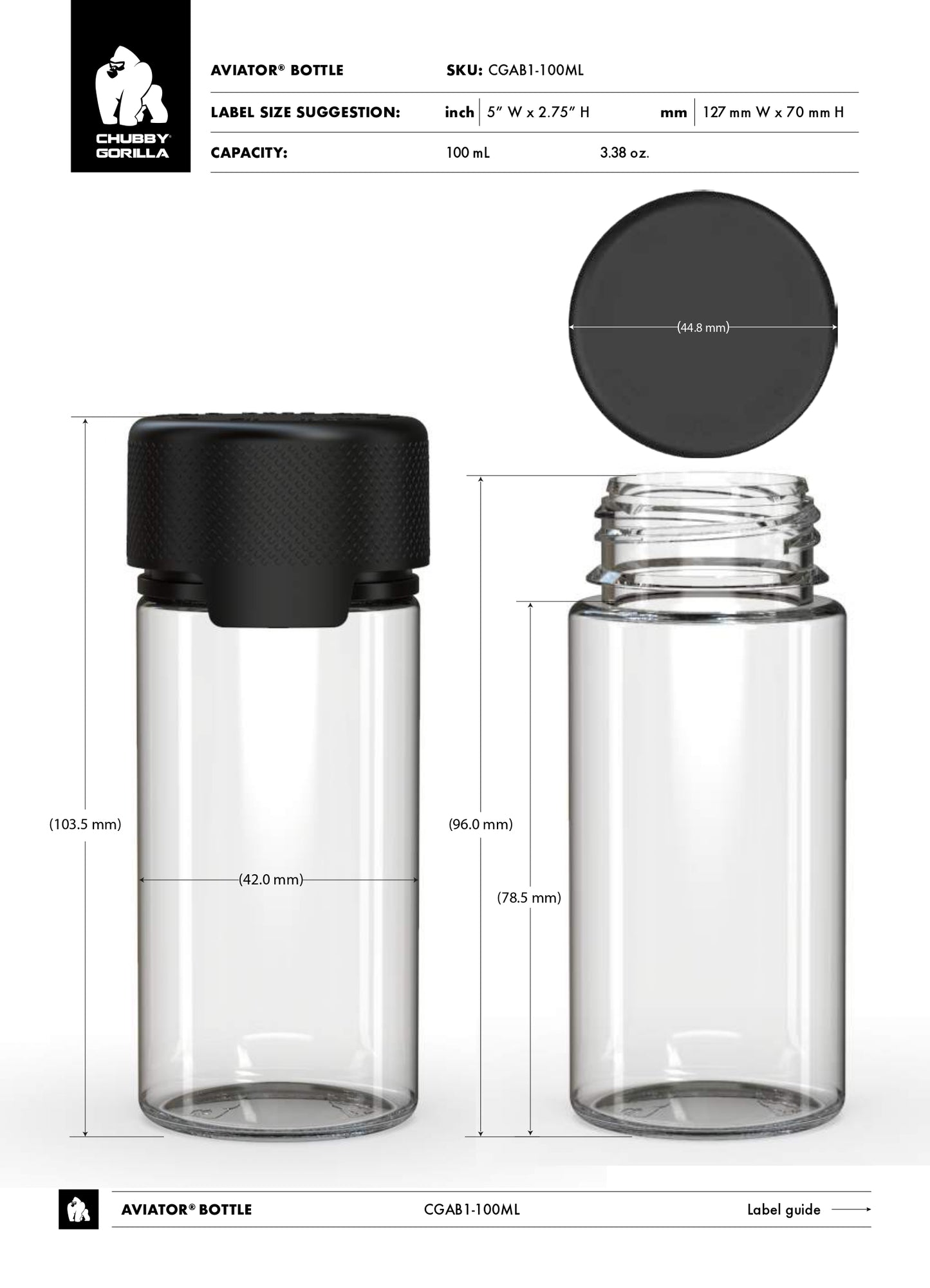 100ml Chubby Gorilla Aviator CR Bottle - 400 Count ($0.6233/Unit)