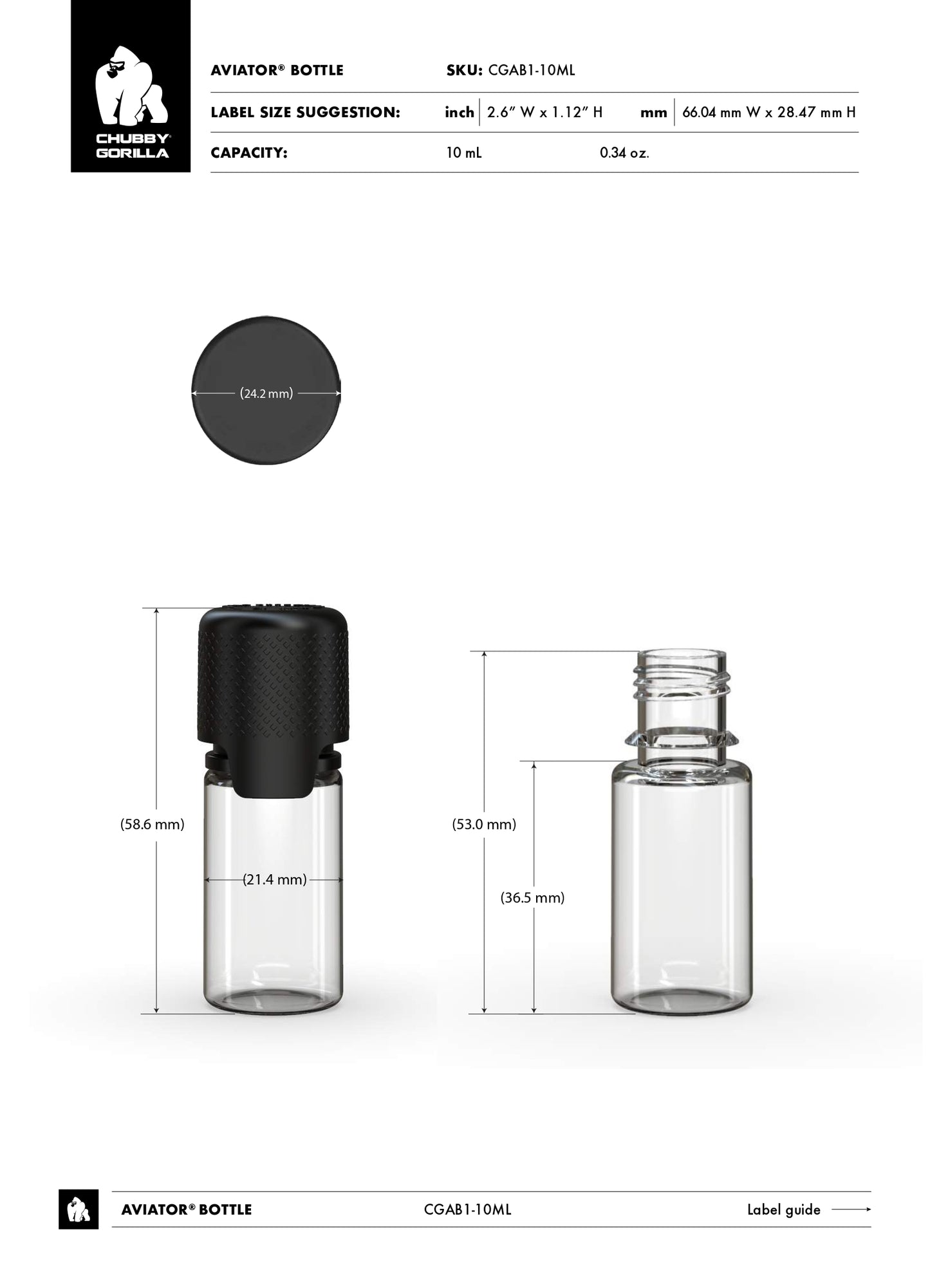 10ml Chubby Gorilla Aviator CR Bottle - 1000 Count ($0.2449/Unit)