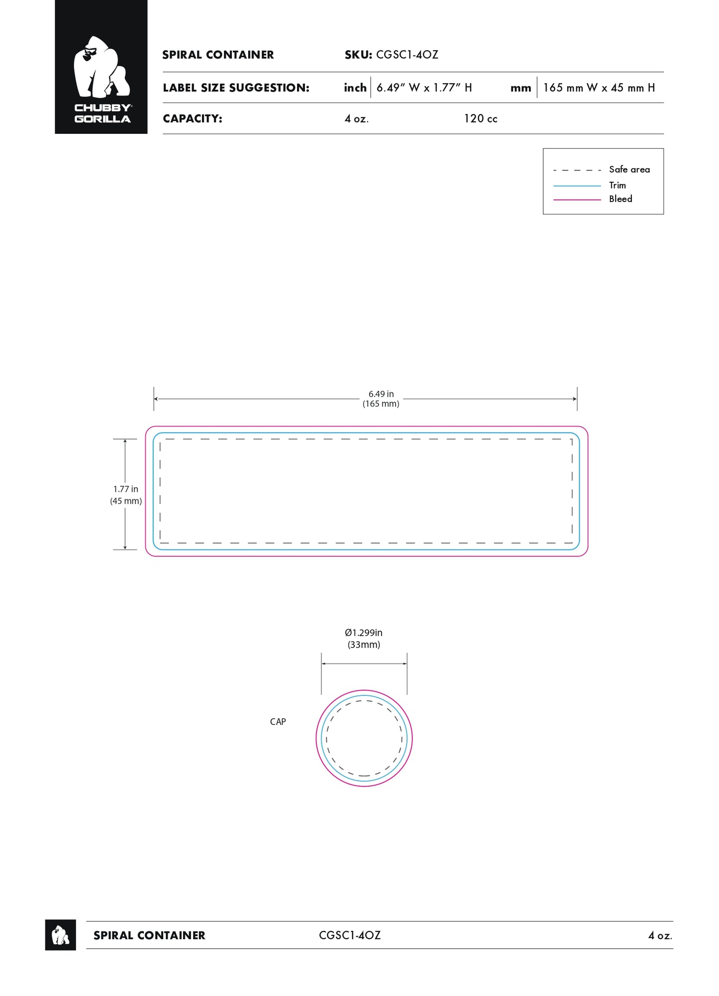 4oz Chubby Gorilla Spiral CR Container w/ Inner Seal & Tamper Evident Break-Off Band - 400 Count ($0.7346/Unit)
