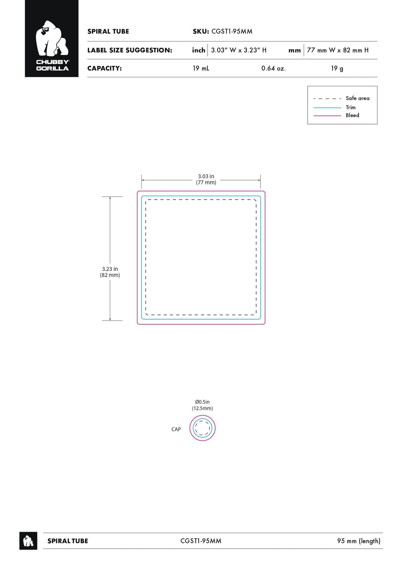 95mm Chubby Gorilla Spiral CR Tubes - 300 Count ($0.5788/Unit)