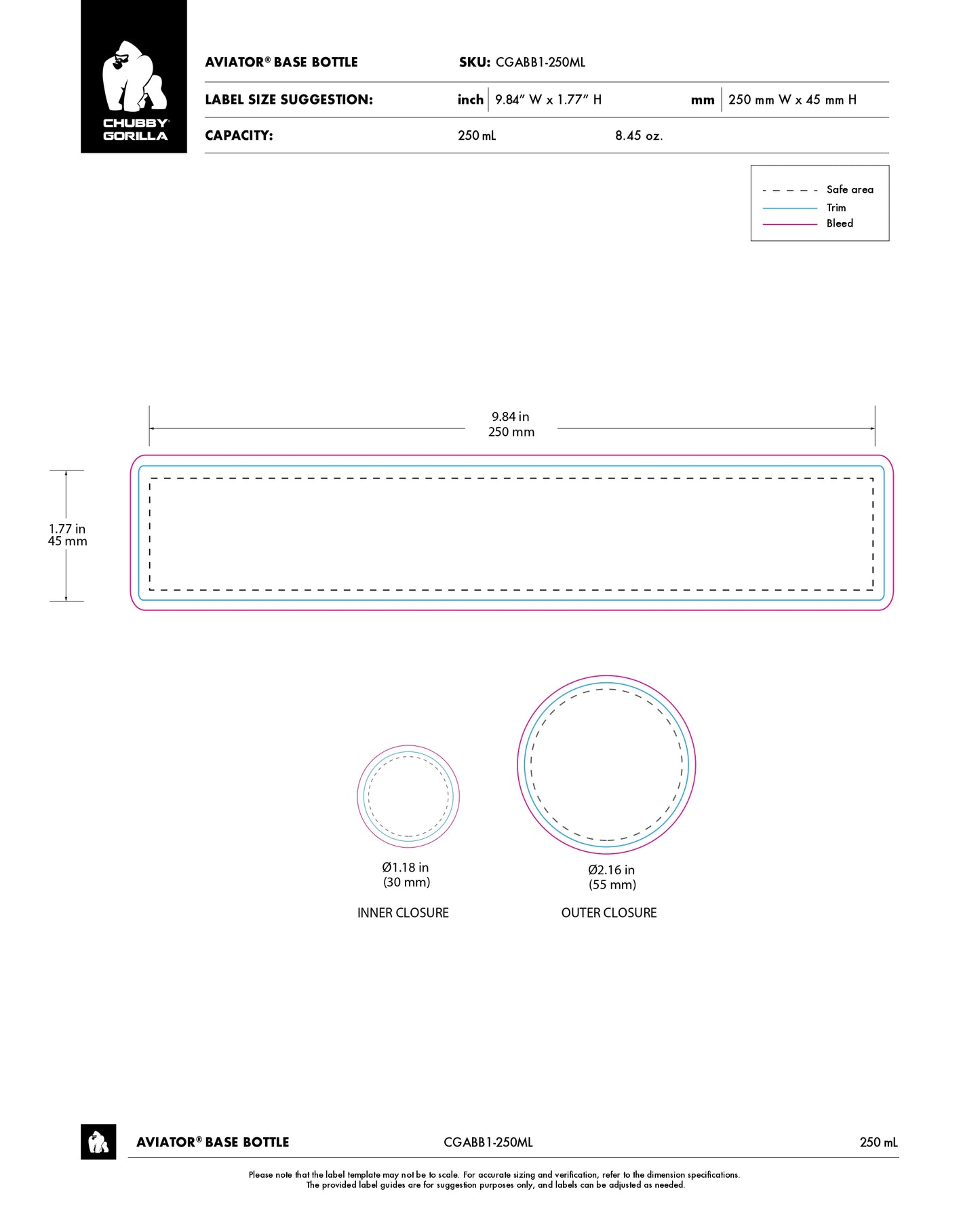 250ML Chubby Gorilla Aviator CR Base Bottle w/ Inner Seal, Tamper Evident Break-Off Band & Dosing Cup - 120 Count ($1.3356/Unit)