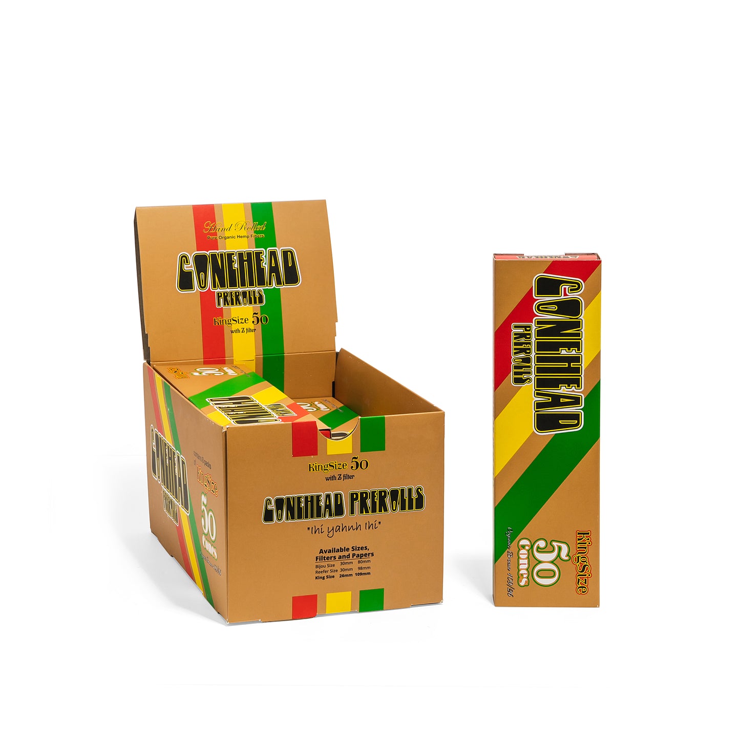 ConeHead Display Box King Size Brown 8 x 50 Packs - 400 count - ($0.1/Unit)