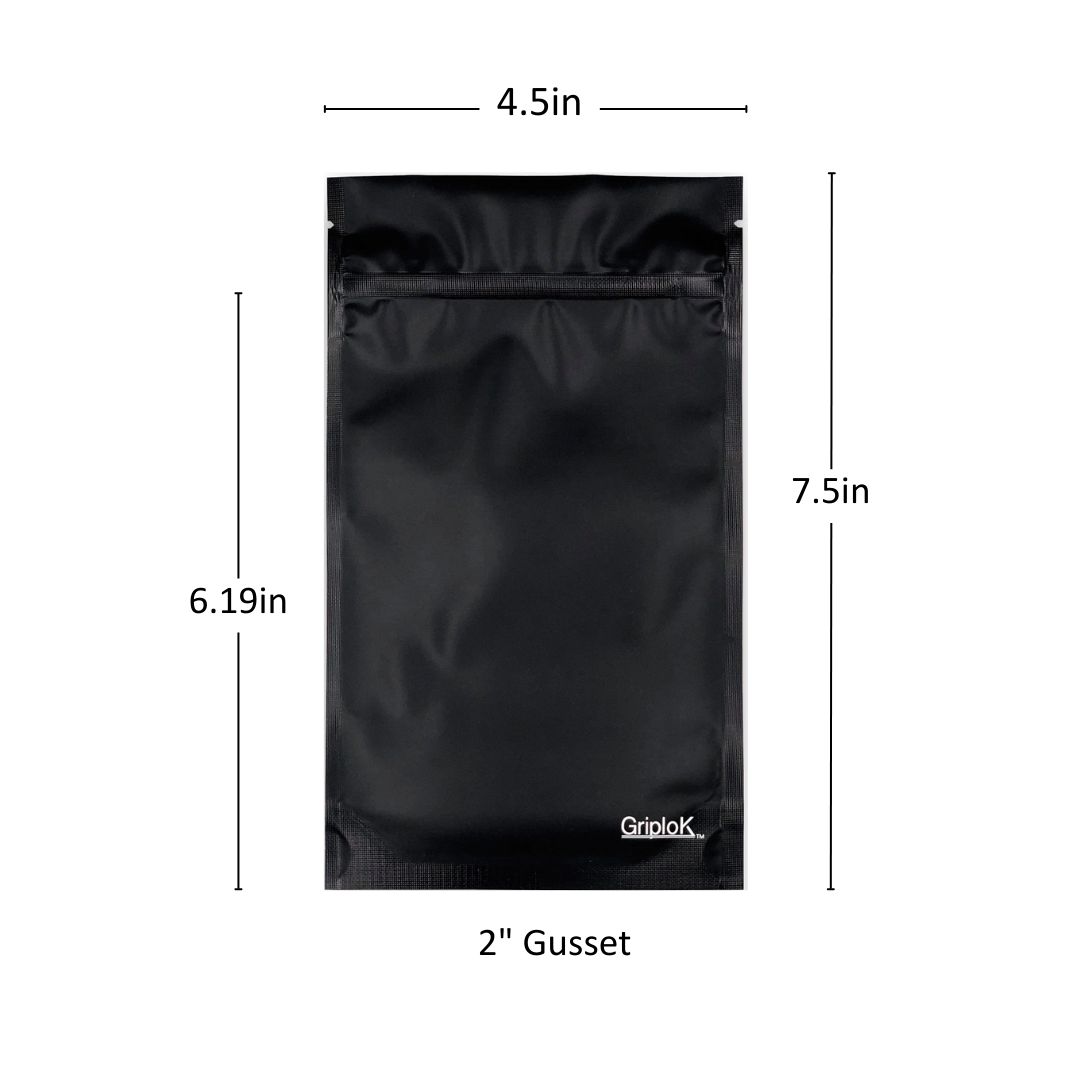 14g Matte Black Bags - 1900 Count ($0.34/unit) | 4.5"x7.5"x2" - Child Resistant