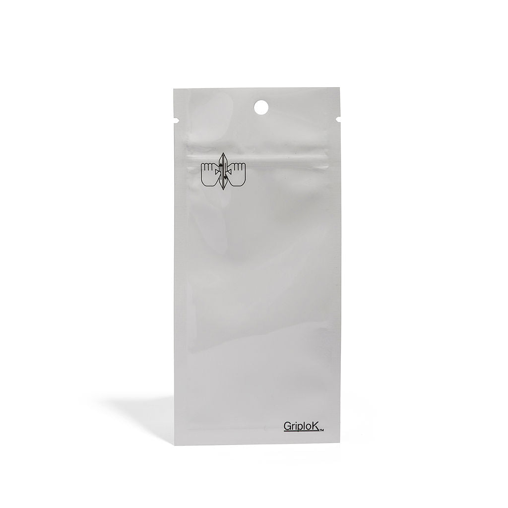 Glossy White Mylar Vape Bag – CR Zipper with Hanger Hole - 3800 Count ($0.16/unit) | 2.5"x6" - Child Resistant