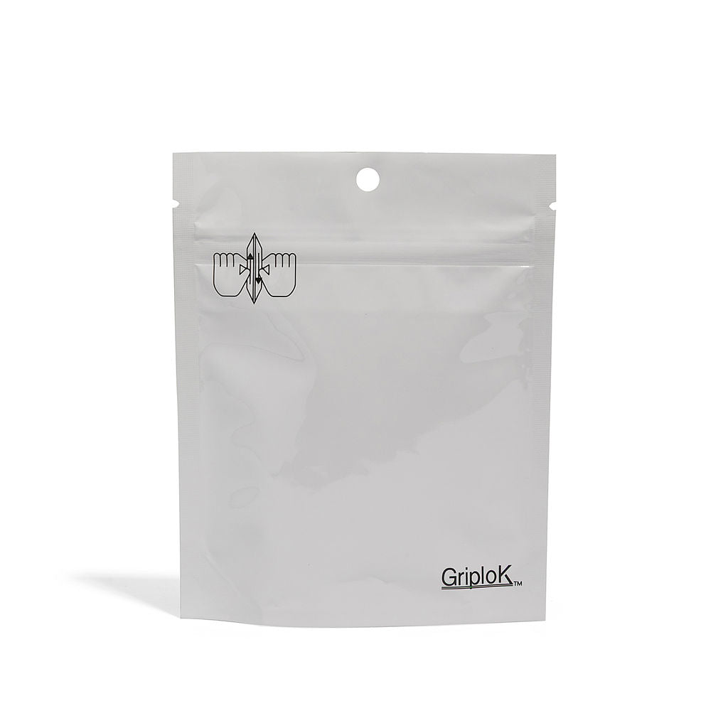 7g Glossy White Mylar Bag – CR Zipper with Hanger Hole - 2000 Count ($0.27/unit) | 5” x 6” x 2” - Child Resistant