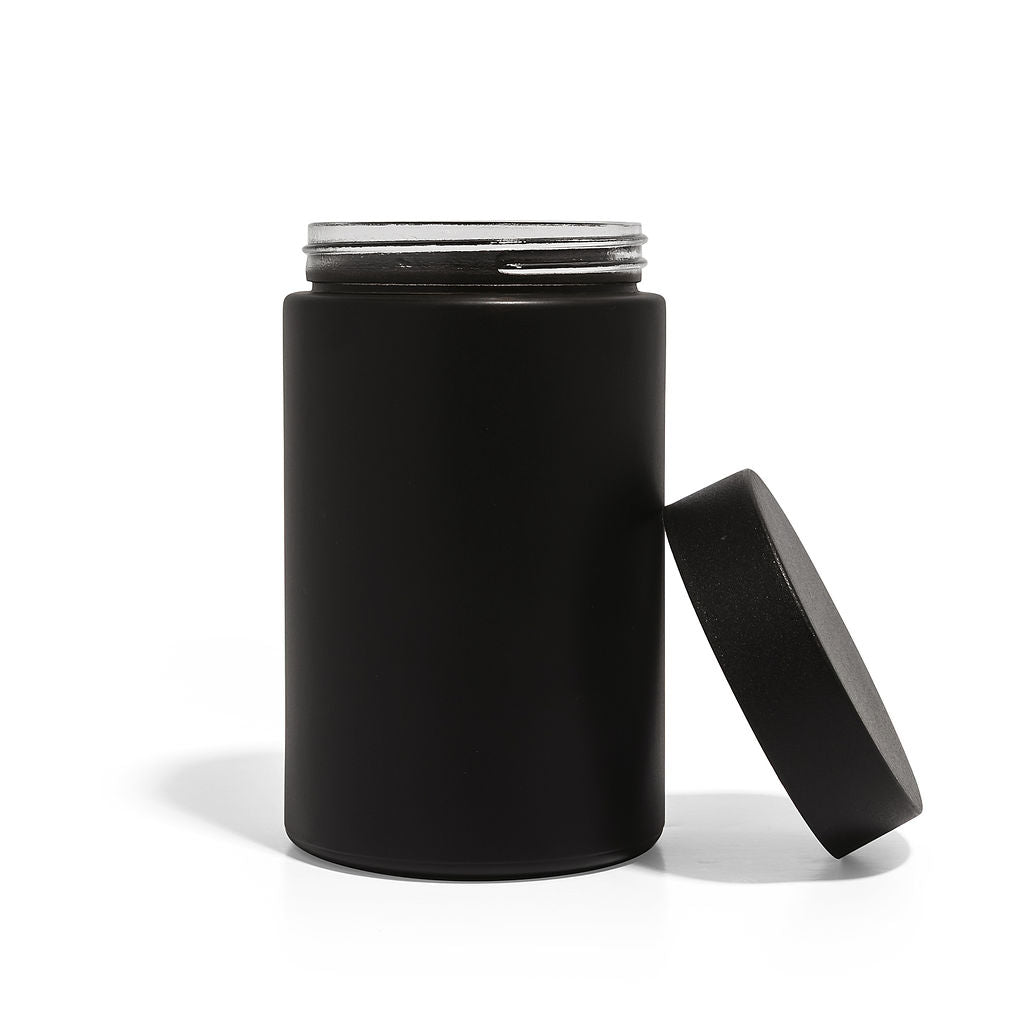 16oz Black Glass Straight-Wall Jar with Child-Resistant Lid - 48 Count ($1.45/Unit)