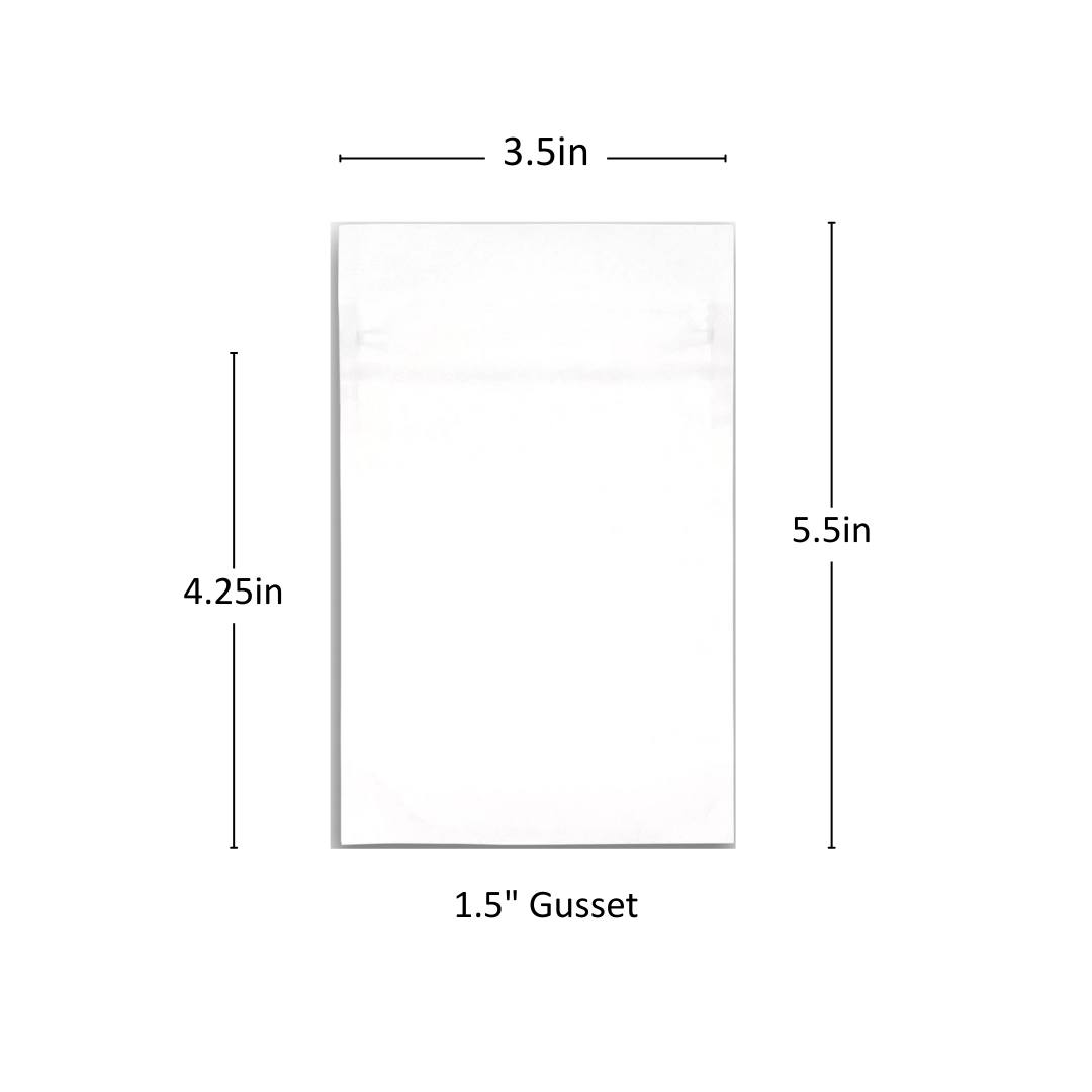 3.5g Soft Touch GriploK CR Mylar Matte White Bag - 1900 Count ($0.22/unit) | 3.5"x5.5"x1.5" - Child Resistant