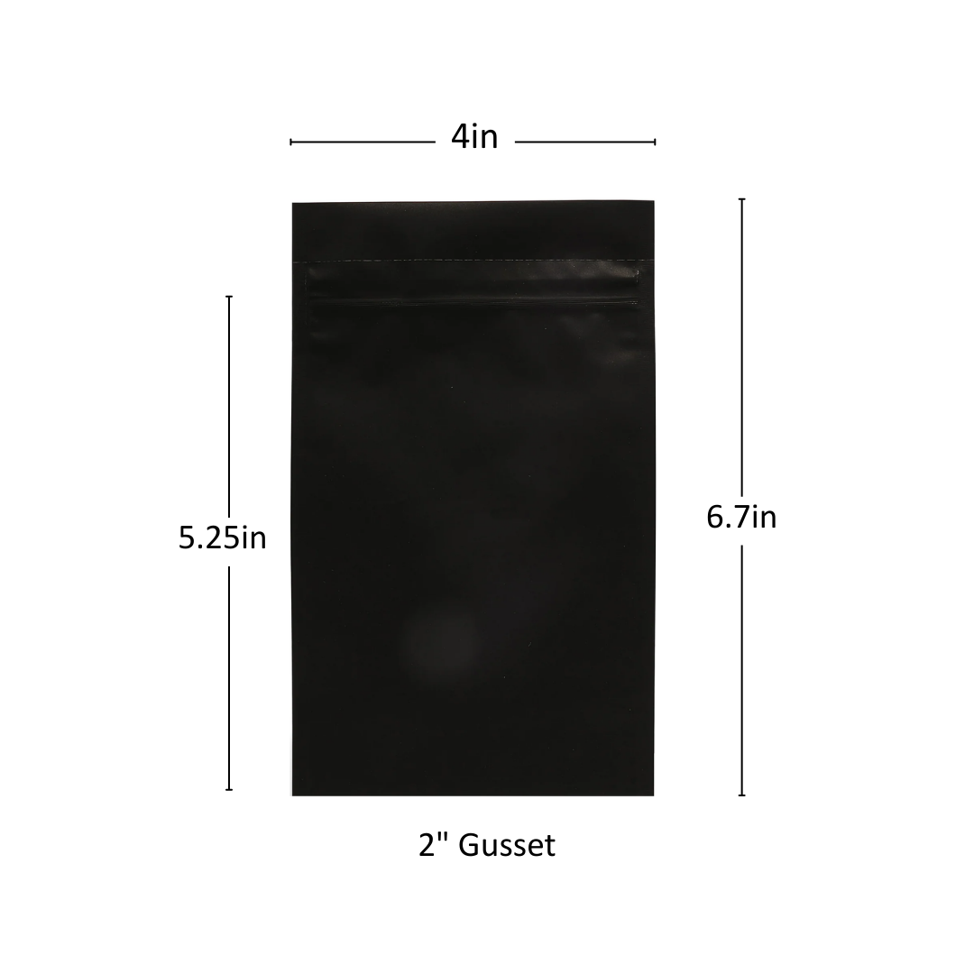 7g Soft Touch GriploK CR Mylar Matte Black Bag - 1,400 Count ($0.27/unit) | 4"x6.7"x2" - Child Resistant