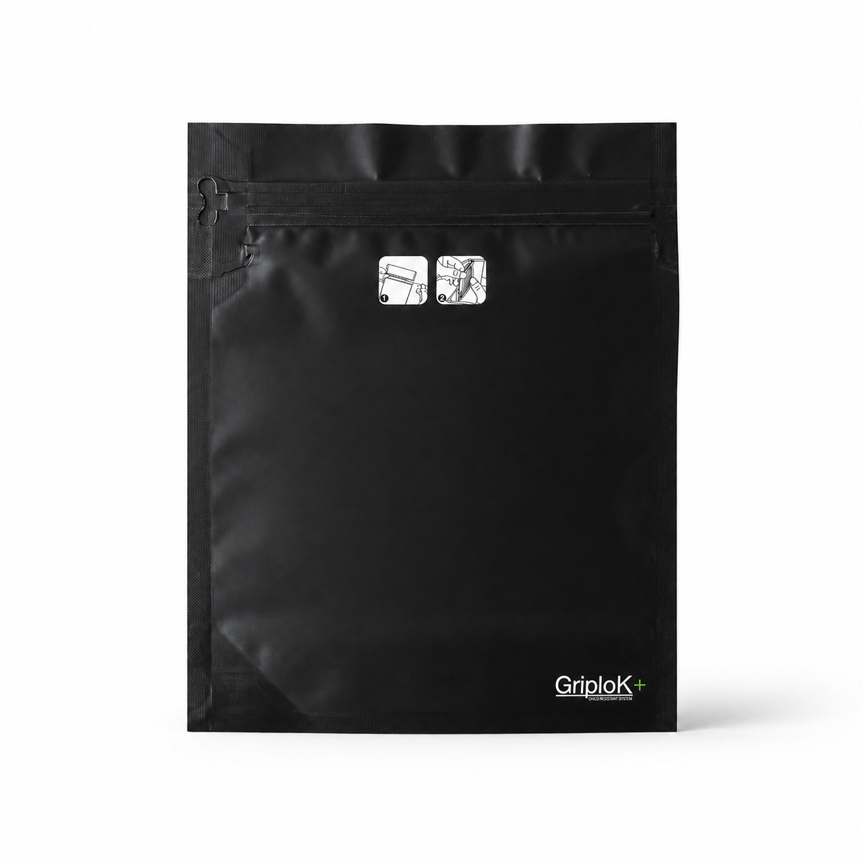 GriploK + Tamper-Evident CR Tab Bag with 30% PCR – 6" x 7.5" x 2.63", Gusseted, Matte Black - 1000 count ($0.36/unit)
