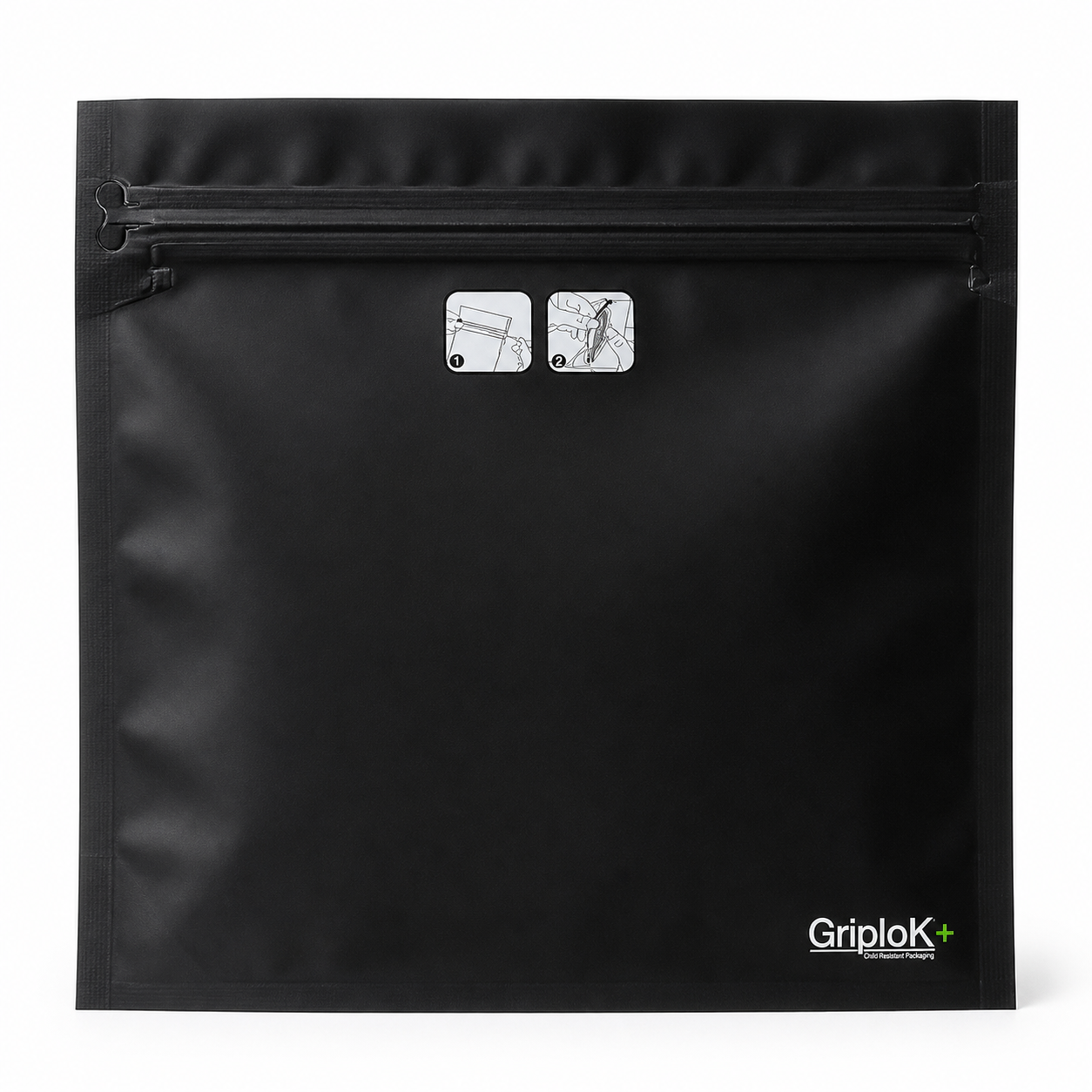 GriploK + Tamper-Evident CR Tab Bag with 30% PCR – 7" x 8" x 2.63", Gusseted, Matte Black - 1000 count ($0.38/unit)