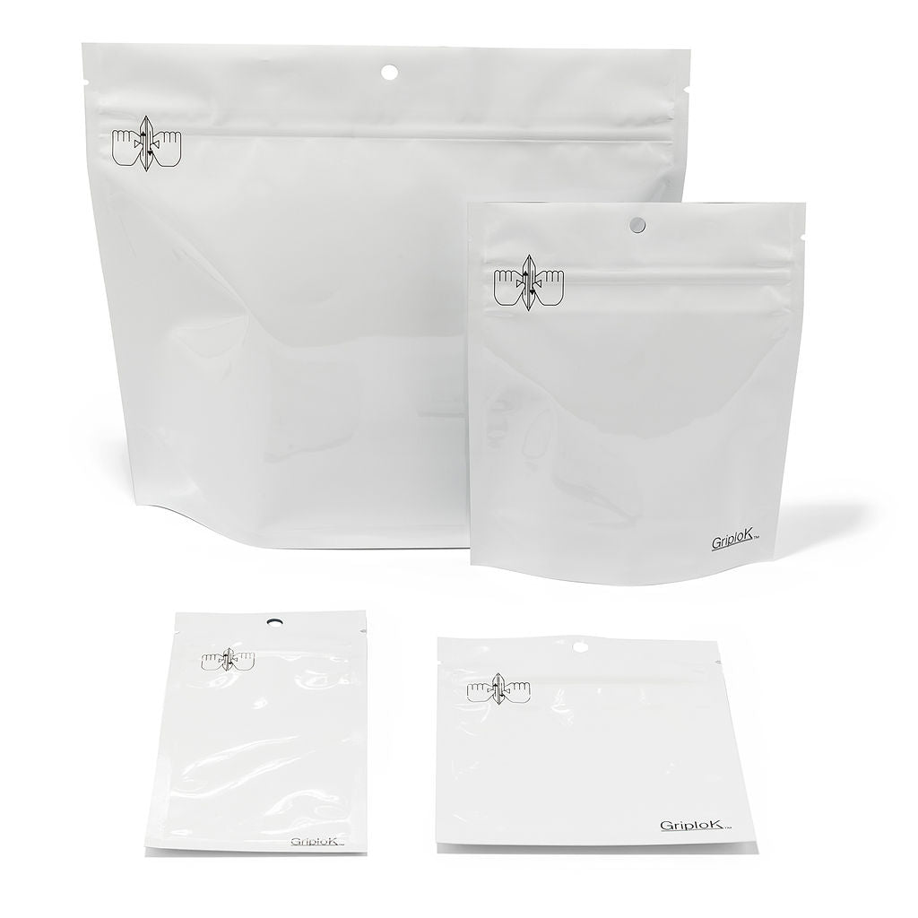 Glossy White Mylar Vape Bag – CR Zipper with Hanger Hole - 3800 Count ($0.16/unit) | 2.5"x6" - Child Resistant