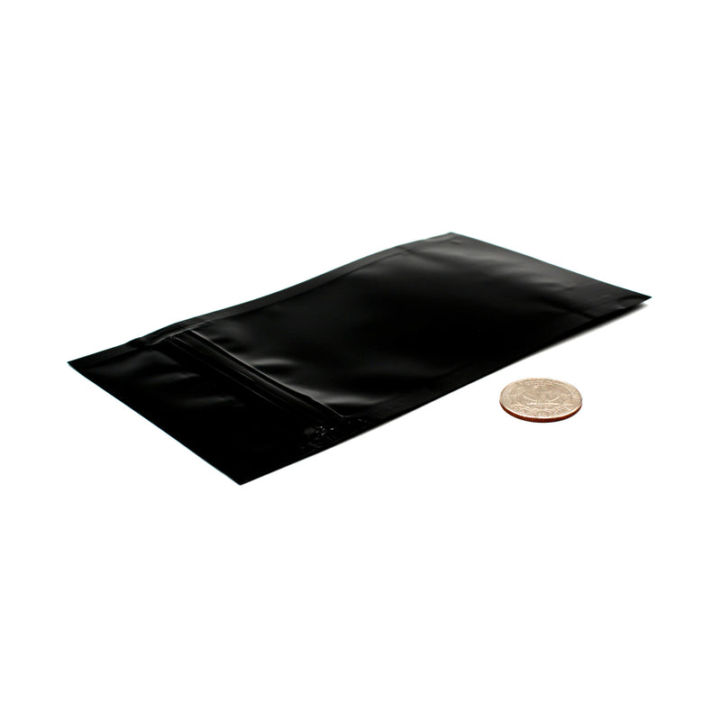 1/4oz (7g) Black Opaque Mylar/High-Barrier Bags (Comparison Picture)