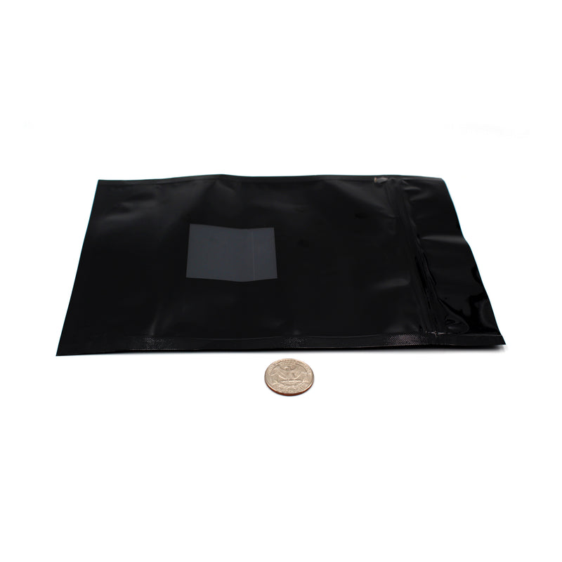 1oz (28g) Black Opaque Mylar/High-Barrier Bags with UV-Resistant Window (Comparison Picture)