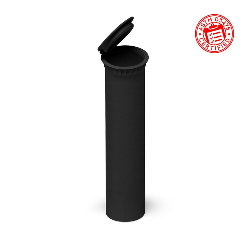 Opaque Black 98mm Child-Resistant Wide-Mouth Vape Cartridge Pop Top Tube