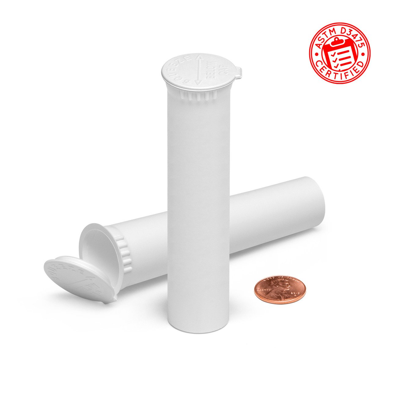 Opaque White 98mm Child-Resistant Wide-Mouth Vape Cartridge Pop Top Tube