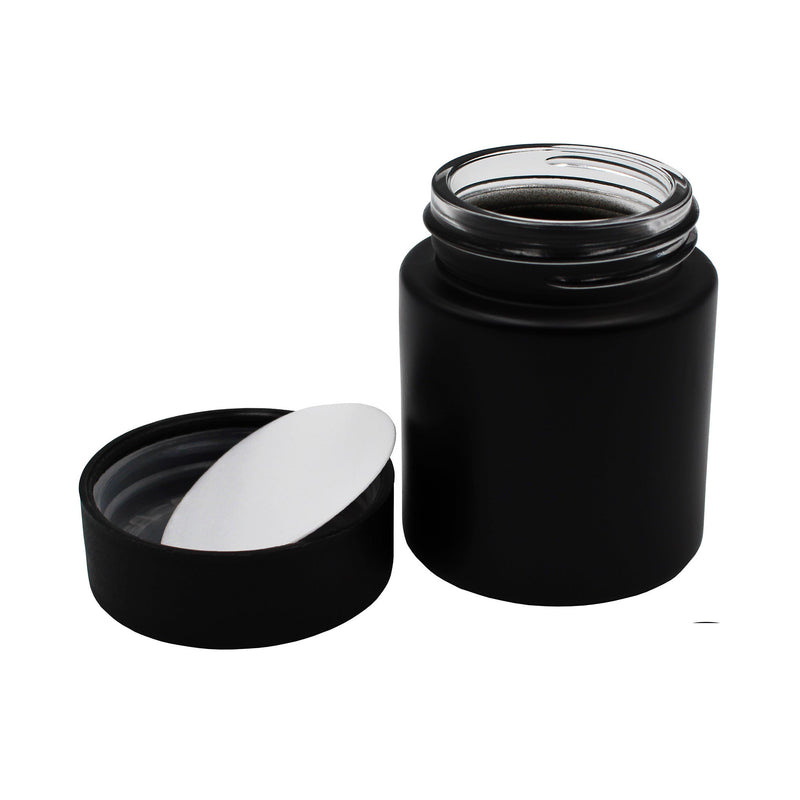 2oz Black Glass Straight-Wall Wide-Mouth Jar with Child-Resistant Lid - 144 Count ($0.68/Unit)