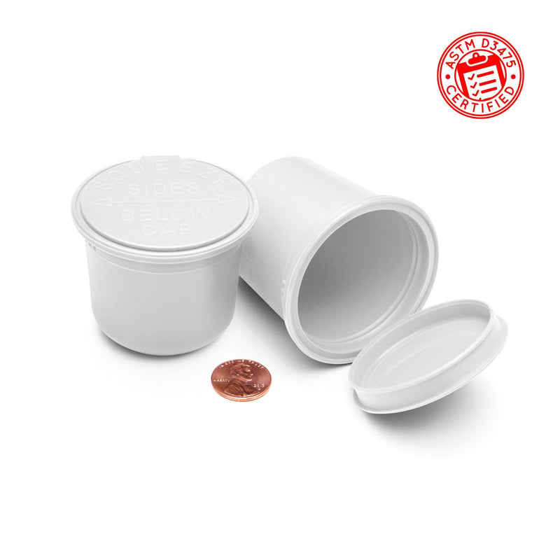 White Opaque 11 Dram Child-Resistant Pop Top Jar (Comparison Picture)