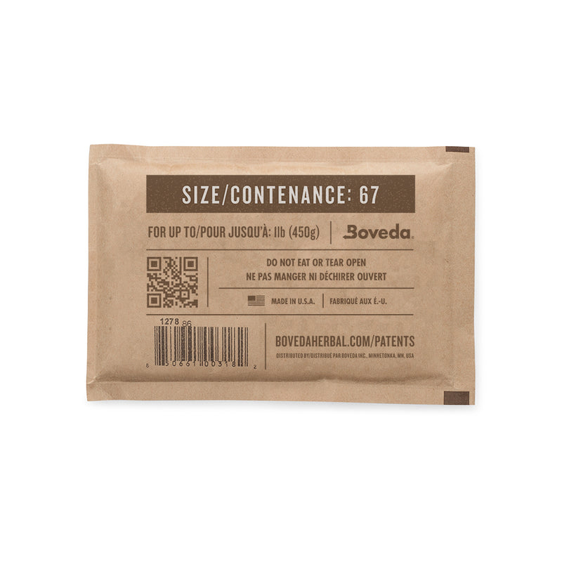 Boveda Size 67 - 62% Two-Way Humidity Packs - up to 1 Pound of flower - 20 Pack