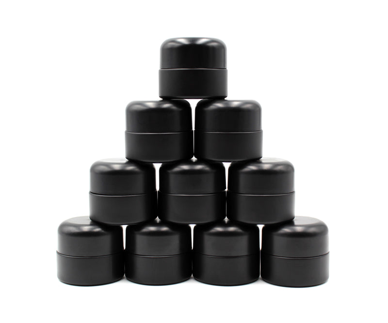 Certified Child-Resistant 5ml Opaque Black GriploK Glass Concentrate Jar with Black Dome Lid