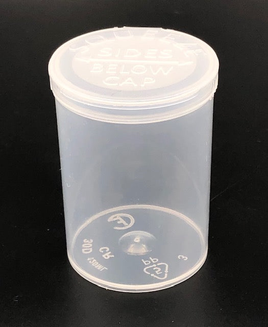 Clear 60 Dram GriploK Child-Resistant Pop Top Bottle