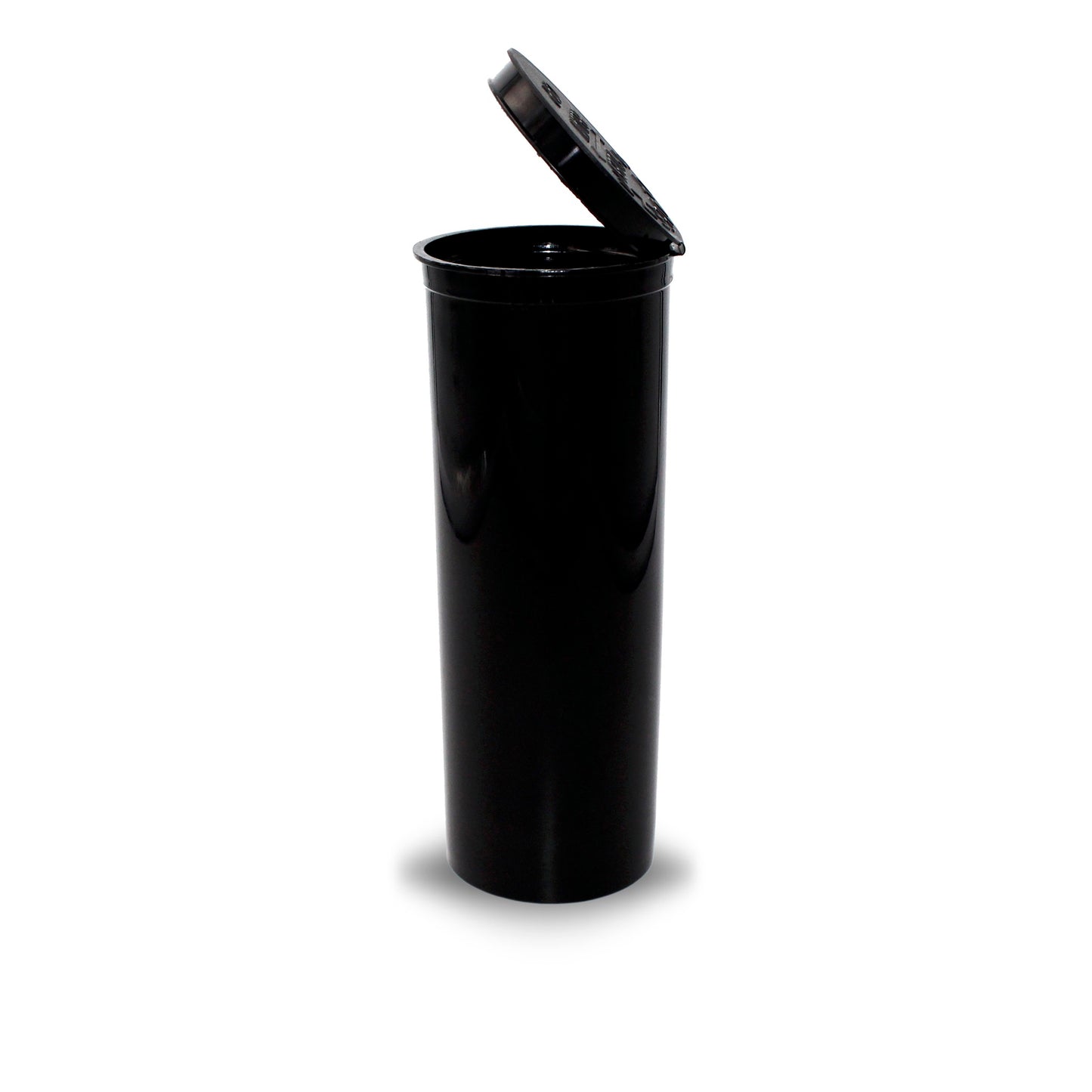 Opened Black Opaque 60 Dram GriploK Child Resistant Pop Top Bottle