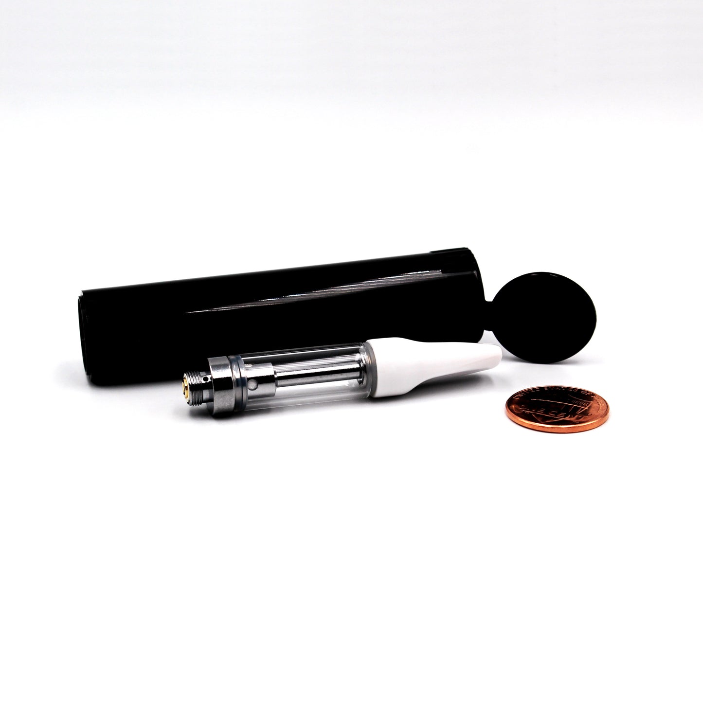 PureCore 1ml C-Core with White Ceramic Tip with Opaque Black Child-Resistant GriploK 78mm Vape Tube (Comparison Picture)