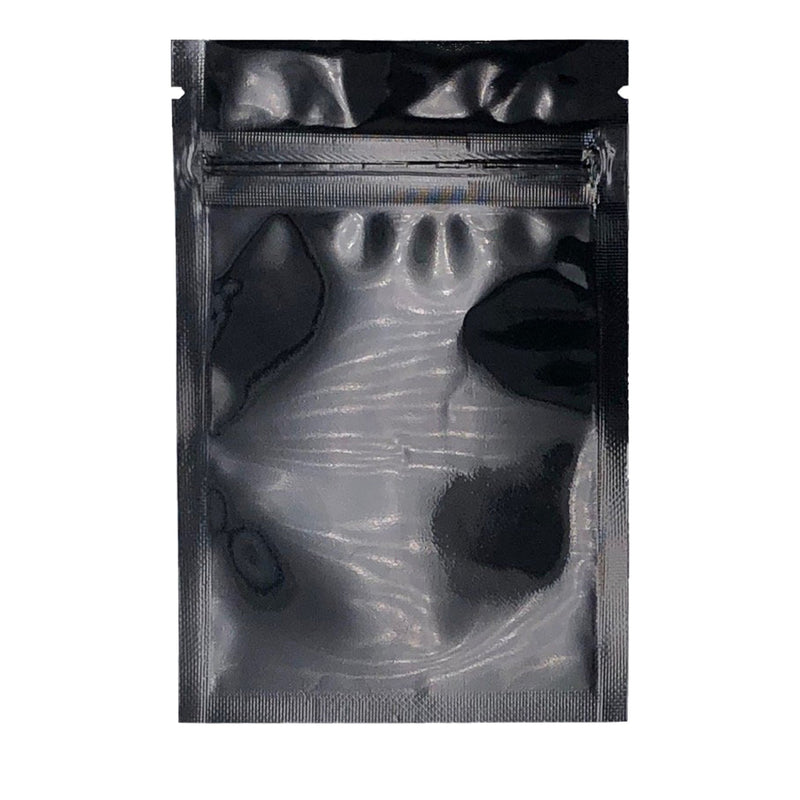 1g Black/Clear Mylar Bags with Gusset - 4000 Count ($0.1/Unit) | 3"x4.5"x1.6"