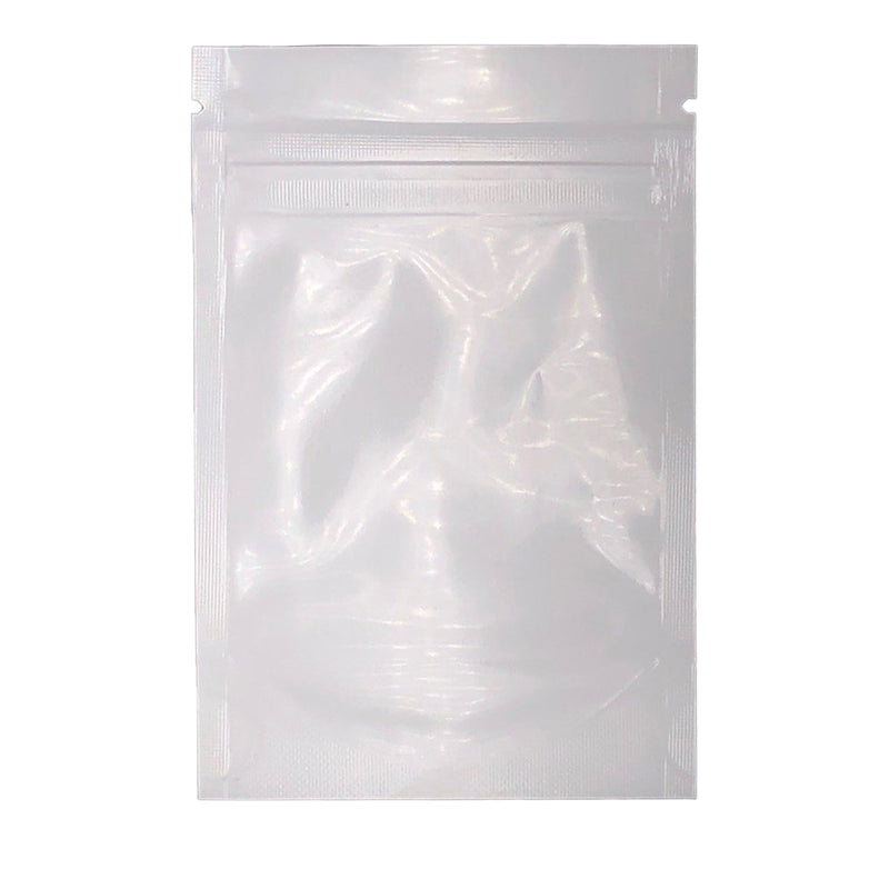 1 Gram White Vista Mylar/High-Barrier Bags with UV-Resistant Clear Side & Gusseted Bottom (White Side)