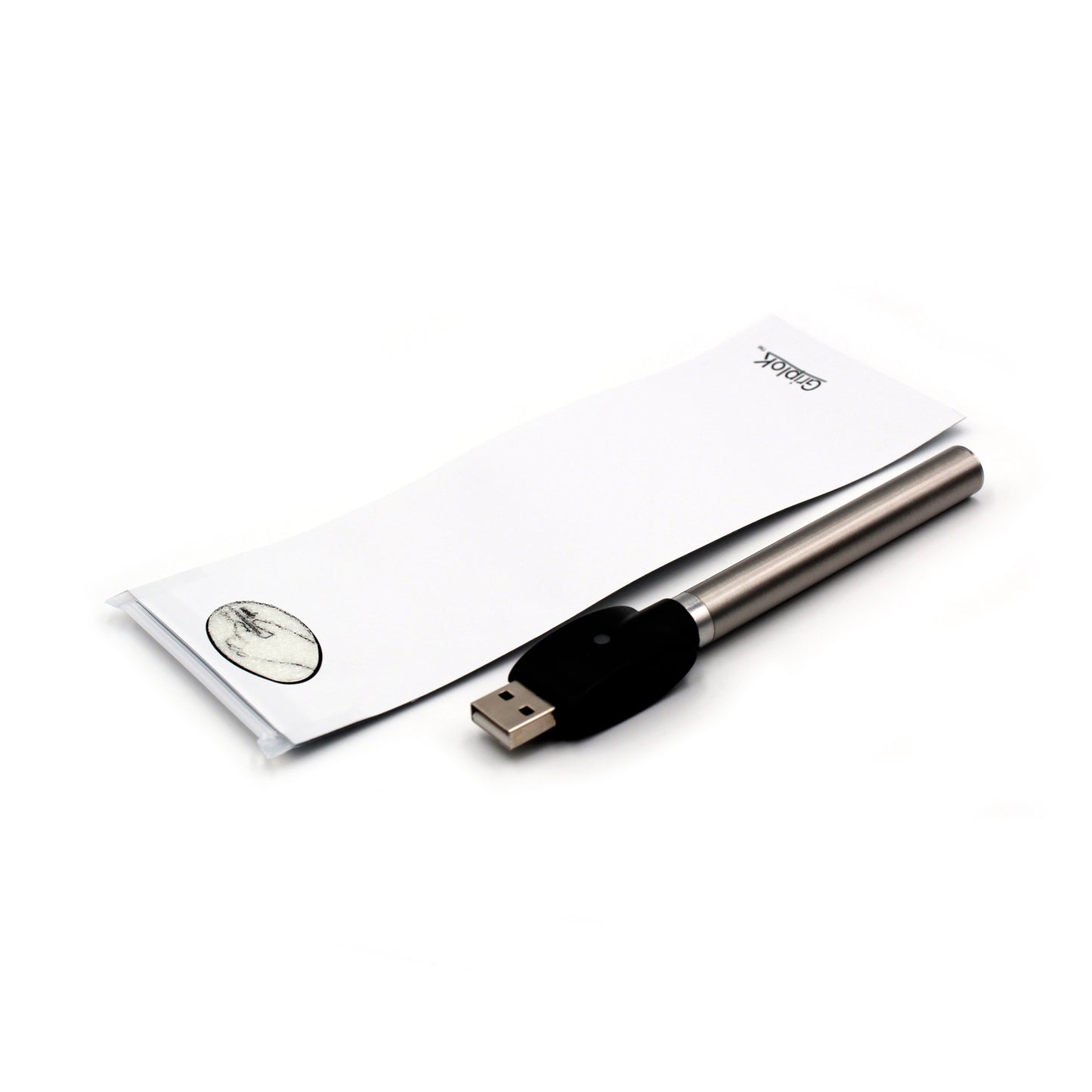 GriploK Opaque White 2.5"x7" Exit Bag & PureCore Auto-Pull Battery in Silver