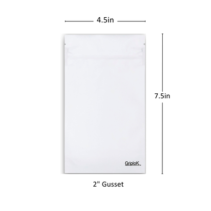14g Matte White Bags - 1900 Count ($0.34/unit)| 4.5"x7.5"x2" - Child Resistant