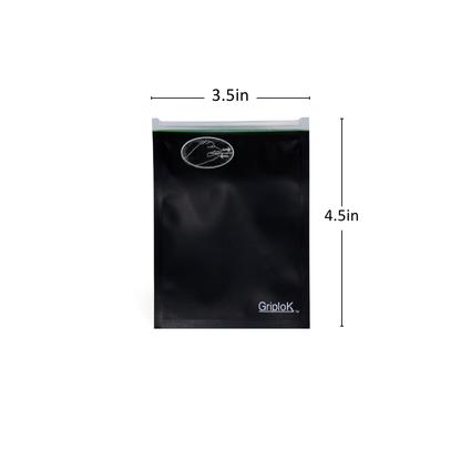 1g Matte Black/Lime Mylar Bags - 1500 Count ($0.20/unit) | 3.5"x4.5" - Child Resistant