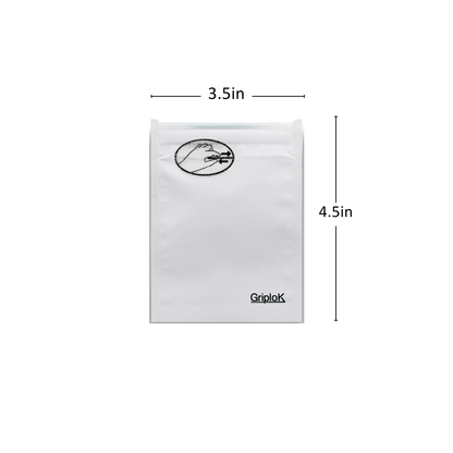 1g Matte White Mylar Bags - 1500 Count ($0.20/unit) | 3.5"x4.5" - Child Resistant