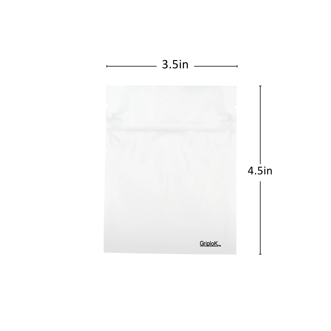 1g Matte White/Clear Bags - 2000 Count ($0.19/unit) | 3.5"x4.5" - Child Resistant